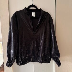 Serra Black Sequin Bomber Jacket